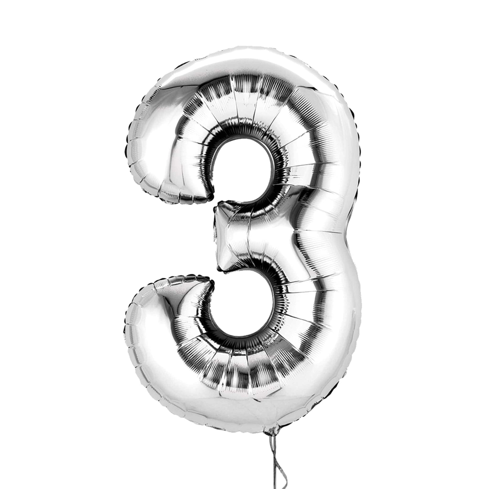 Castle Balloons 3 Silver Giant Helium Numbers