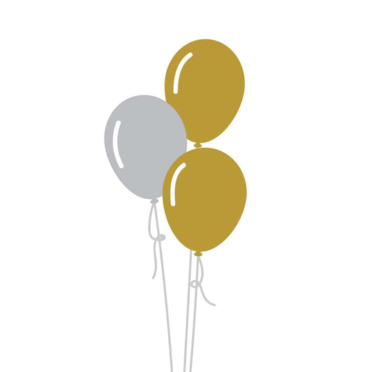 Castle Balloons Balloons 3 Gold and Silver Latex Bouquet