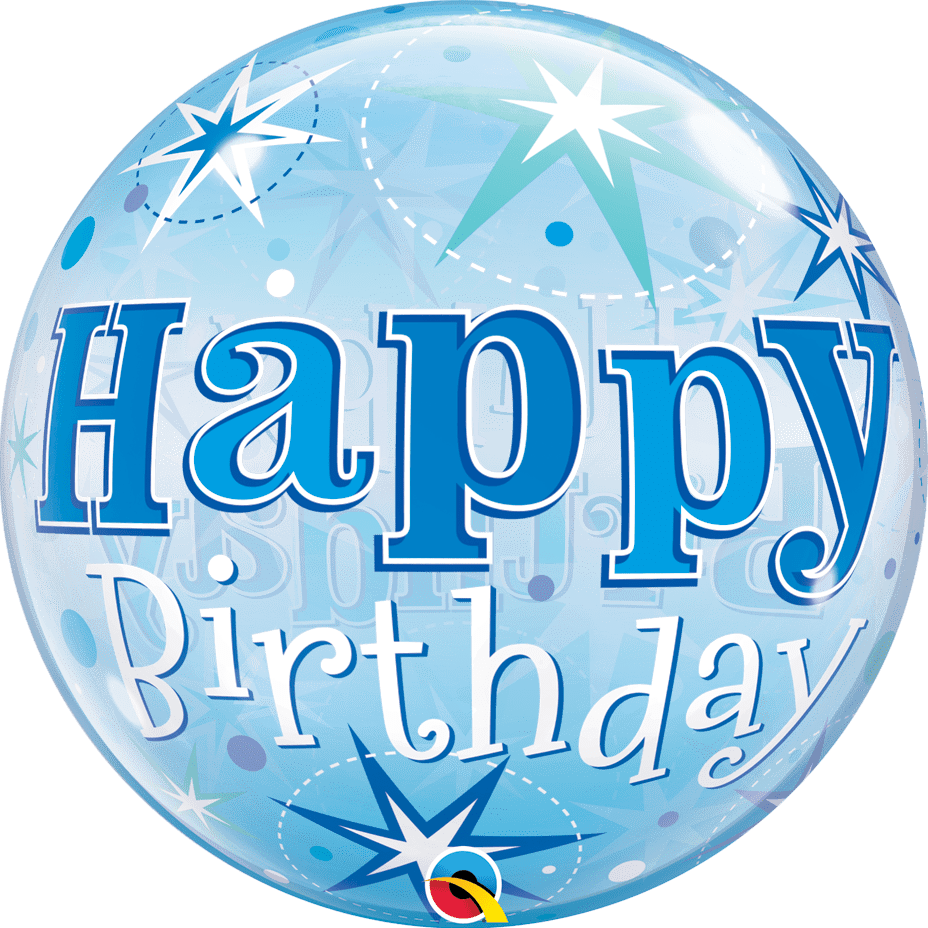Castle Balloons Blue Happy Birthday Bubble Balloon