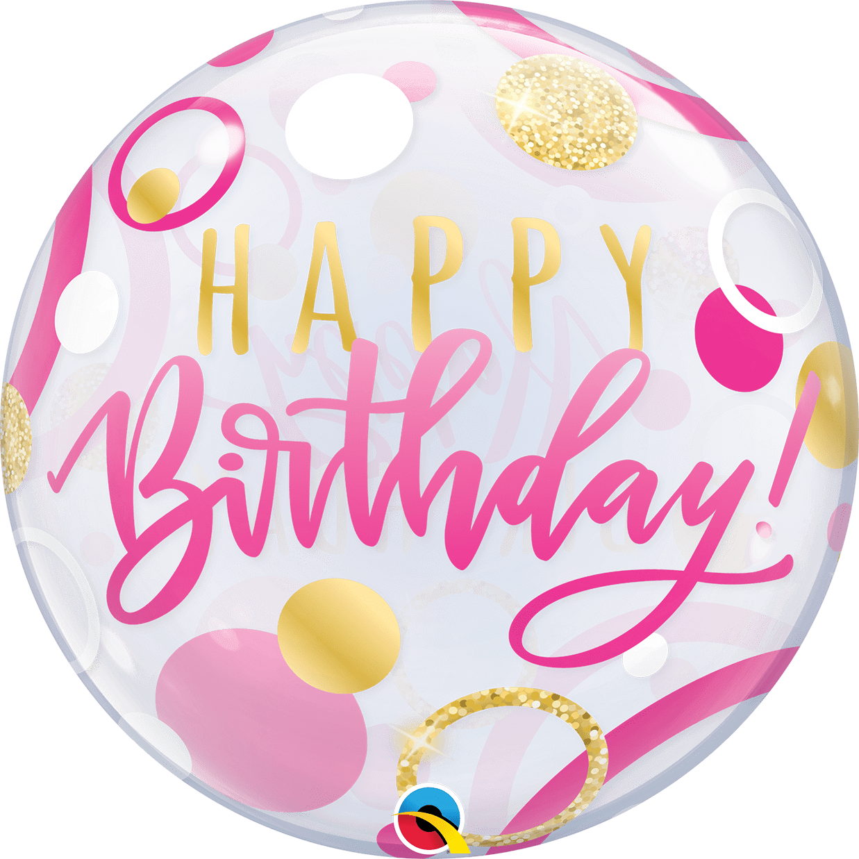 Castle Balloons Happy Birthday Pink and Gold Bubble Balloon