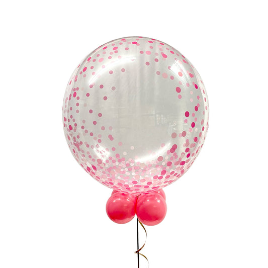 Castle Balloons Pink Confetti Printed Bubble Balloon
