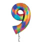 Castle Balloons 9 Rainbow Giant Helium Numbers