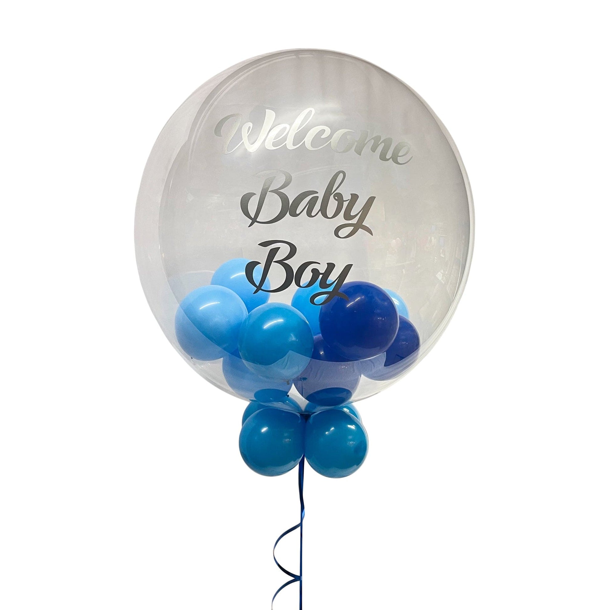 Castle Balloons Balloons Blue Rose Bubble with Vinyl Writing