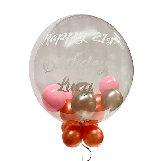 Castle Balloons Balloons Pearly Pink Bubble with Vinyl Writing