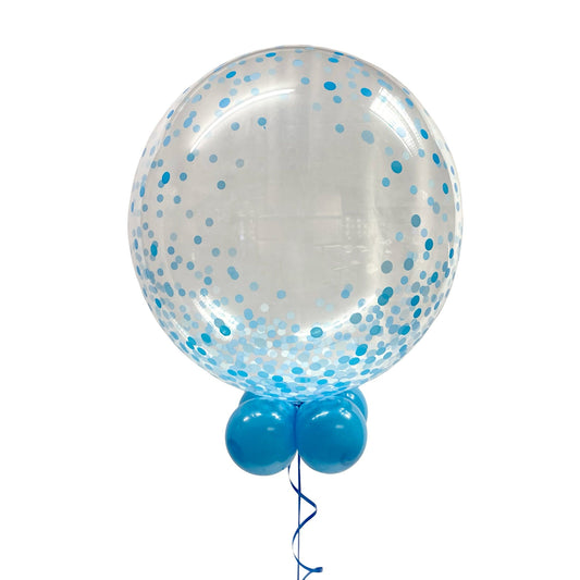 Castle Balloons Blue Confetti Printed Bubble Balloon