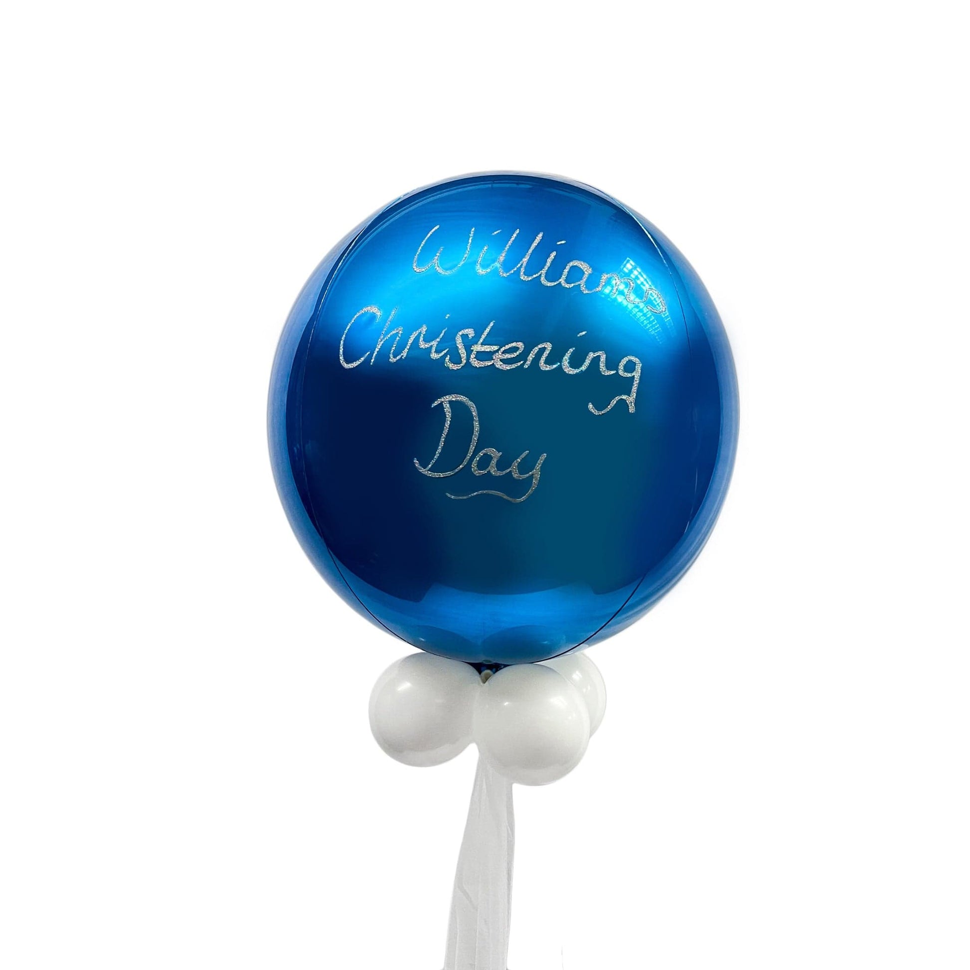 Castle Balloons Blue Orbz Balloon with Glitter Writing