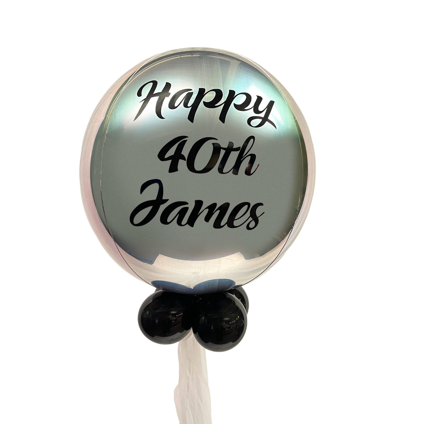 Castle Balloons Silver Orbz Balloon with Black Vinyl Writing