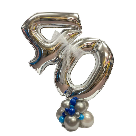 Castle Balloons Silver with Blues Number Display